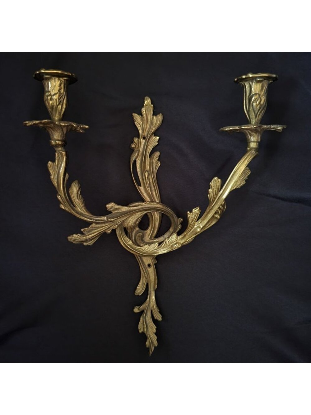 Vintage Brass Wall Sconce French Baroque Candleholder Chateaucore 2-Arm